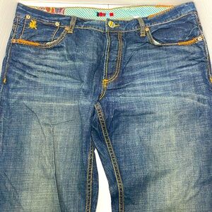 Mens Rainbow Button Down Vintage Coogi Dark Wash Baggy Jeans. Size 38 X 34